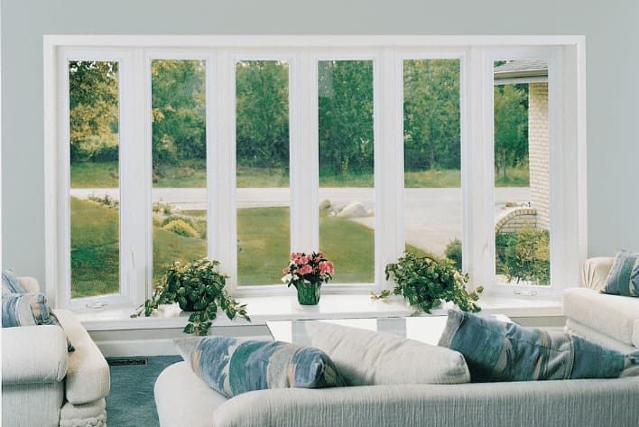 multi-panel bay window overlooking living room