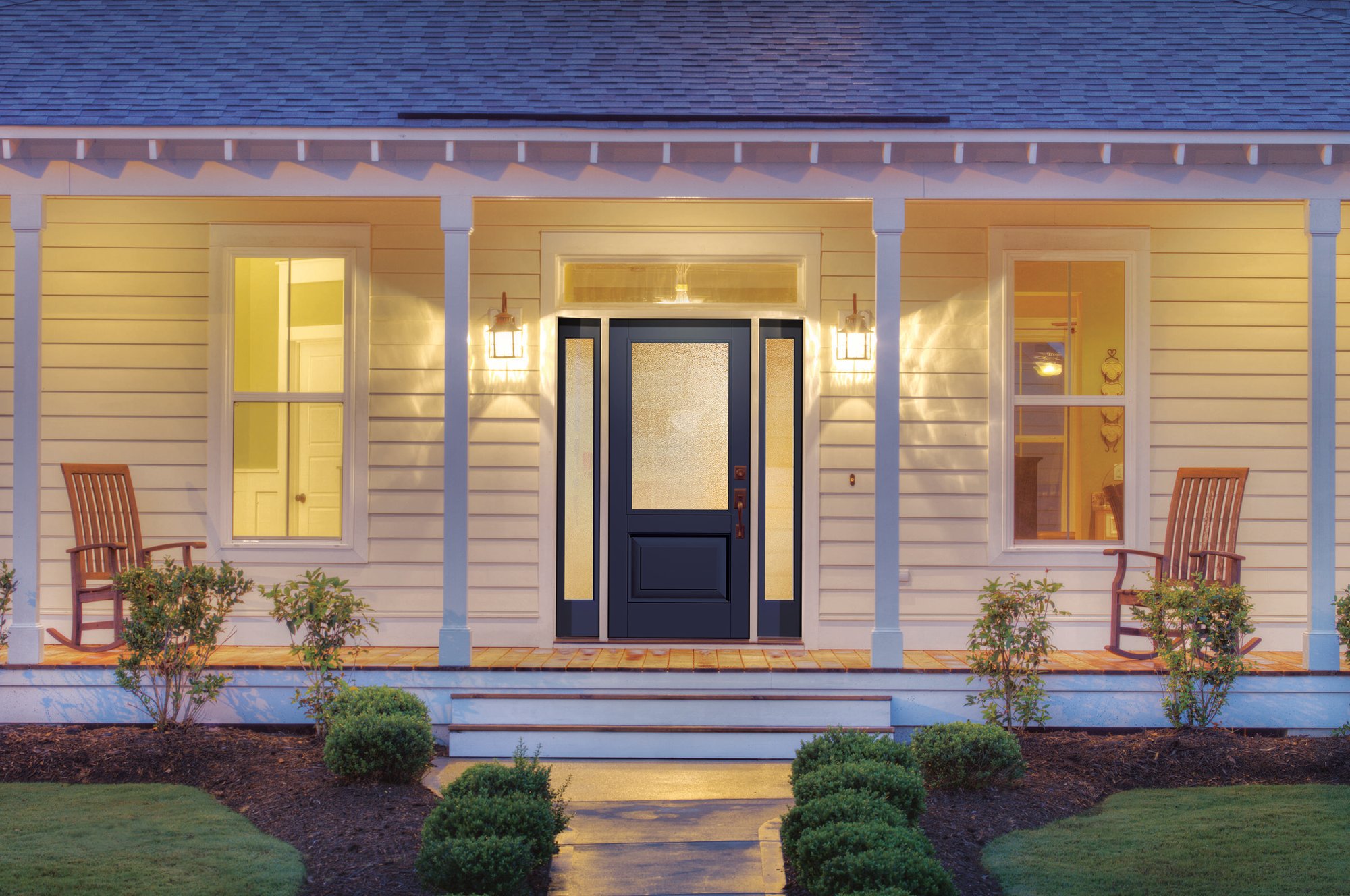 Exterior Door Fiberglass with Decorative Glass