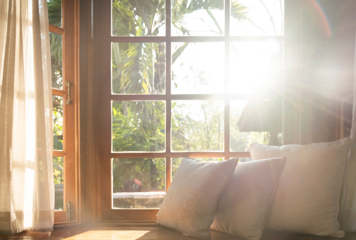 Sun shining through a window